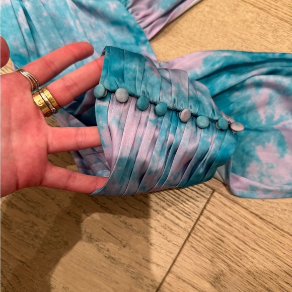 Privacy Please LOVERS & FRIENDS Venice Top Small Lilac & Turquoise Halter Silk - Picture 10 of 12